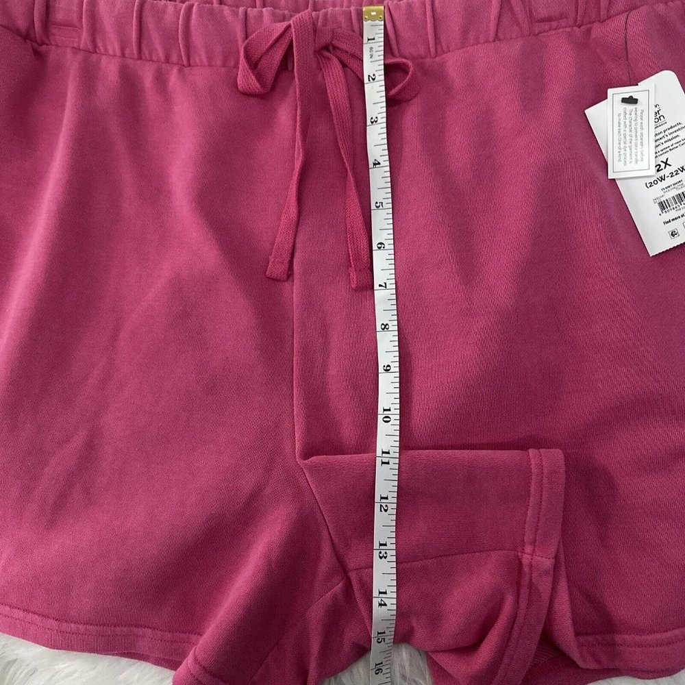 Terra & Sky womens NWT pink knit sweat shorts 2X 20W-22W elastic waist comfort - Picture 11 of 12